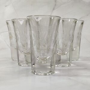 Vintage Etched Shot Glasses 6pc.Set
